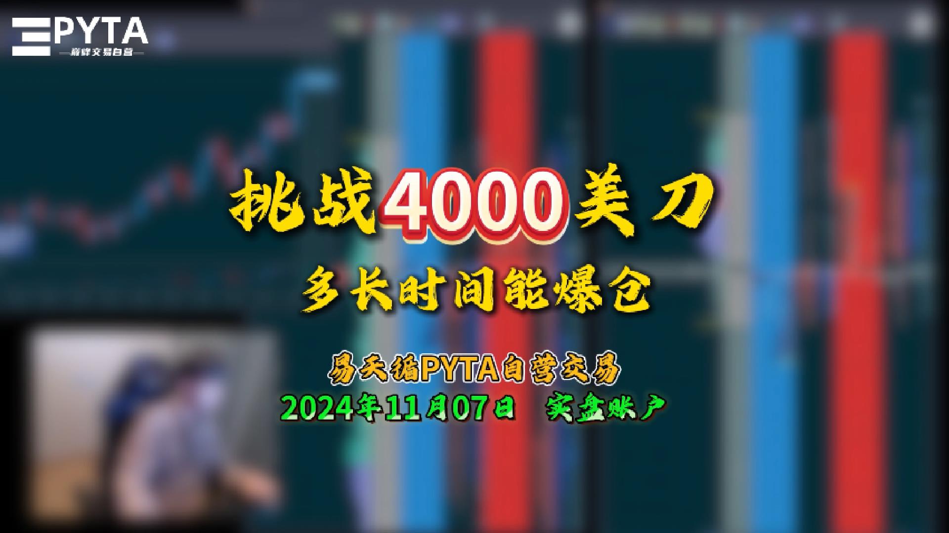 挑战4000美刀多长时间能爆仓 2024-11-7 实盘帐户