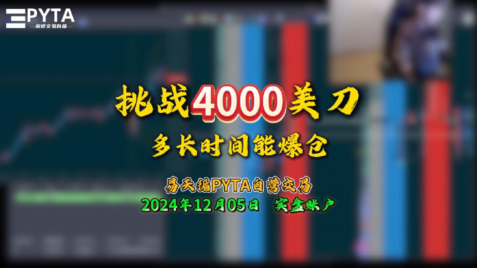 挑战4000美刀多长时间能爆仓 2024-12-5 实盘帐户